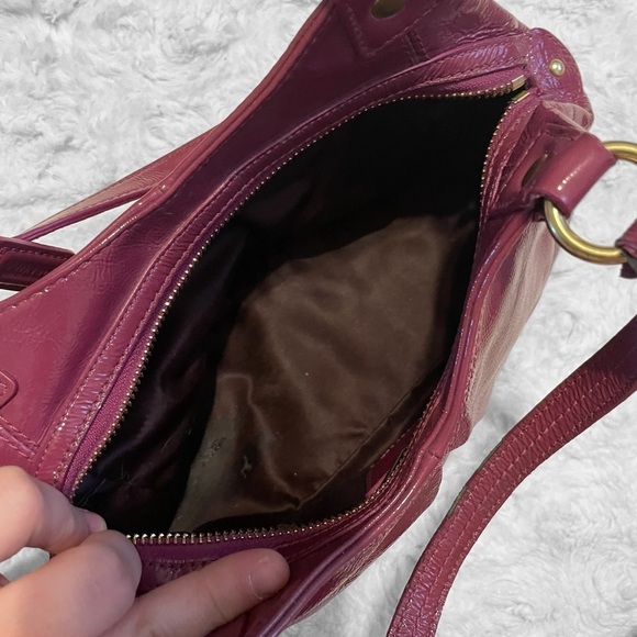 COACH Mia Patent Mini Maggie Raspberry Patent Leather Small Hobo Y2K Handbag - Picture 2 of 7